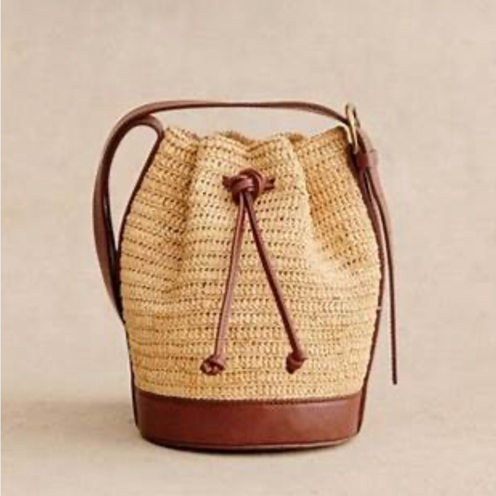 Sézane mini farrow raphia Bucket Bag